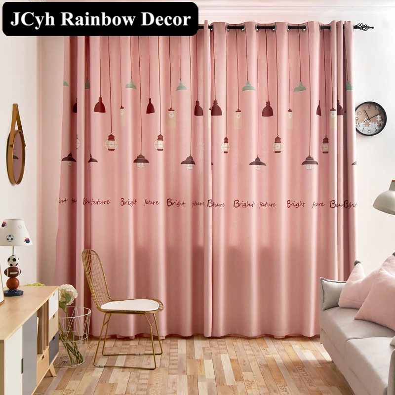 Pink Curtains Современные серые детские светонепроницаемые шторы с мультяшным рисунком для спальни, гостиной, оконные шторы для дома, тканевые занавески, Tende Cortina - Цвет: Pink Curtains