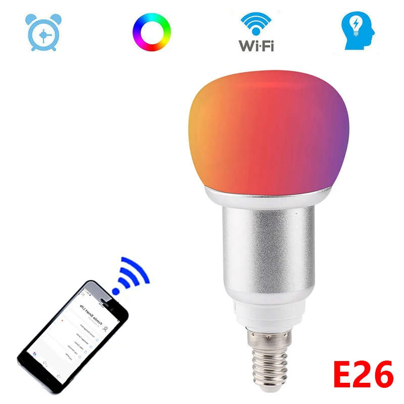 

1*Wifi Bulb Wireless WIFI Smart LED Bulb 10W RGB Colorful Dimmable Lamp Light Voice Control