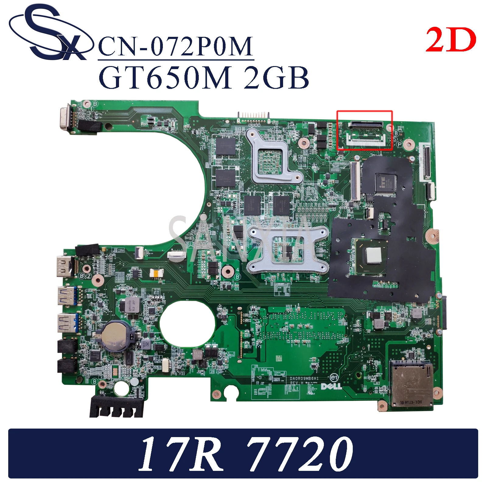KEFU CN 072P0M материнская плата для ноутбука Dell Inspiron 17R 7720 оригинальная GT650M