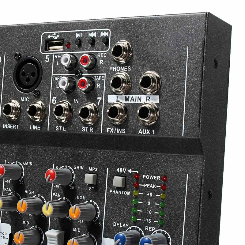 7 kanal Digital Mikrofon Sound Mixer Konsole 48V Phantom Power Professionelle Karaoke Audio Mixer Verstärker mit USB EU Stecker 7 kanal Digital Mikrofon Sound Mixer Konsole 48V Phantom Power Professionelle Karaoke Audio Mixer Verstärker mit USB EU Stecker