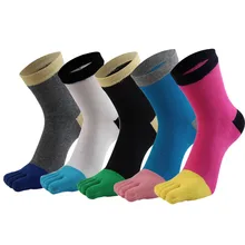 5 пар, женские носки с отдельными пятью пальцами ног, чистый хлопок, повседневные спортивные носки до середины икры, женские модные носки разных цветов