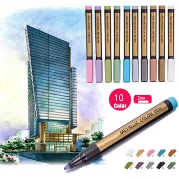 

10pcs/set 10 Colors Metallic Paint Marker Pens Metallic Sheen Glitter Calligraphy Arts DIY Marker Pen For Drawing Art Set