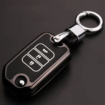 

Zinc alloy Car Remote Key Case Cover For Honda 2016 2017 Pilot Accord Civic CRV CR-V HRV HR-V Fit Jazz Auto Key shell keychain