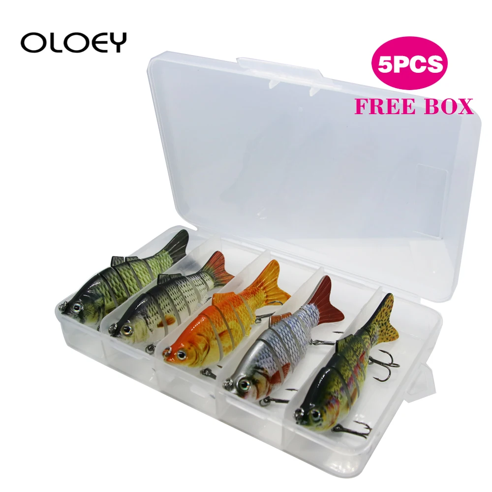 

OLOEY 5Pcs Sinking Wobblers 6 Segments Fishing Lures Multi Jointed Swimbait Hard Bait 10cm 17.5g For Bass Fishing Lure Crankbait