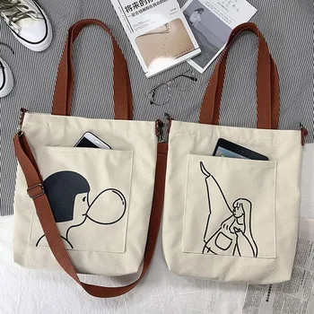 

2020 Women's Tote Bags Handbag Ladies Casual Shoulder Bag Female Cross Body Bags Cotton Cloth Shopper Bag Girl Messenger Bag