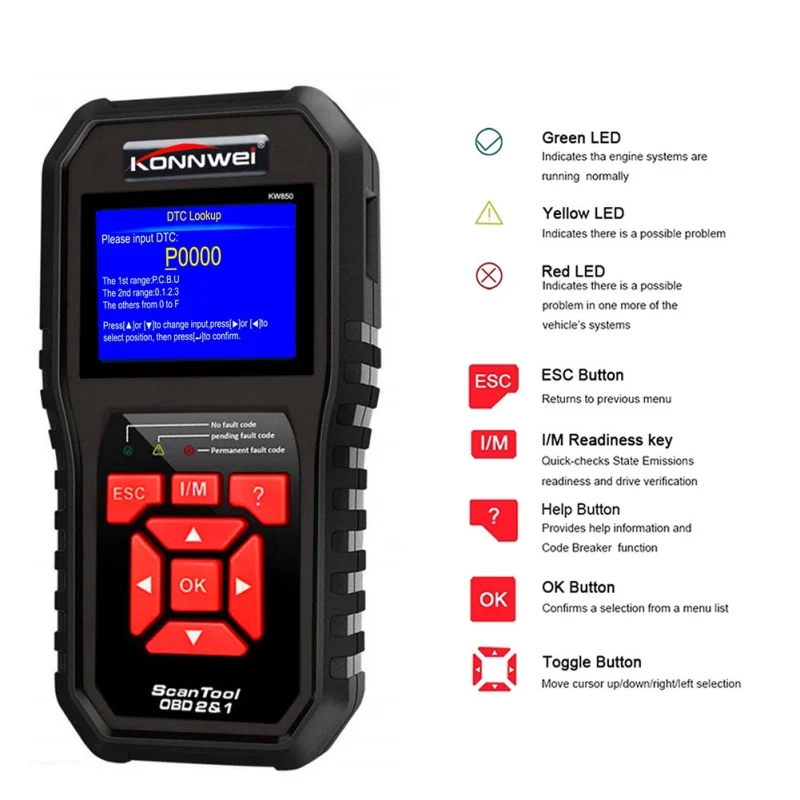 

OBD2 EOBD Scanner Auto Diagnostic Scanner KW850 Full Function Car Diagnosis Car Scanner Universal OBD Engine Code Reader