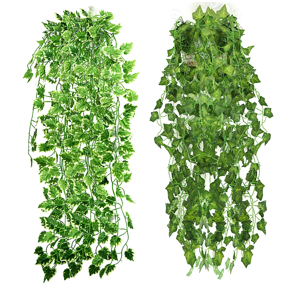 

Popular Home Decor Green Plant Ivy Leaf Artificial Flower Plastic Garland Vine artificial flowers wall