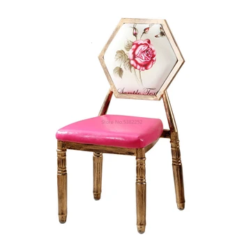 

Retro chair modern minimalist creative dining chair iron American makeup chair nail shop stool chair