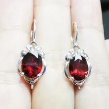 Серьги-капли из натурального граната, Стерлинговое Серебро 925 пробы,, 2.1ct* 2pcs, драгоценный камень для мужчин или женщин C91145