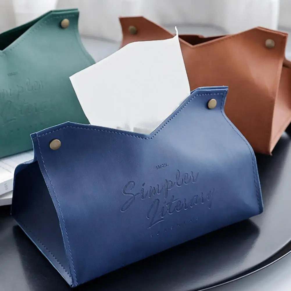

Faux Leather Letter Print Car Home Tissue Paper Holder Storage Bag Napkin Case for Home Decoration Paper Dispenser