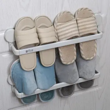 

Bathroom slippers rack wall free punching shelf bathroom shoe rack storage artifact shelf rack wall hanging drain