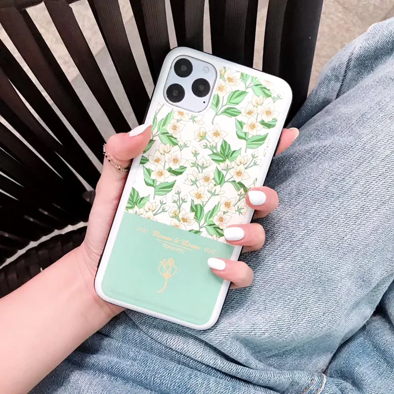 Мягкий чехол из искусственной кожи с рельефным цветком для телефона iPhone 11 Pro Max XS XR