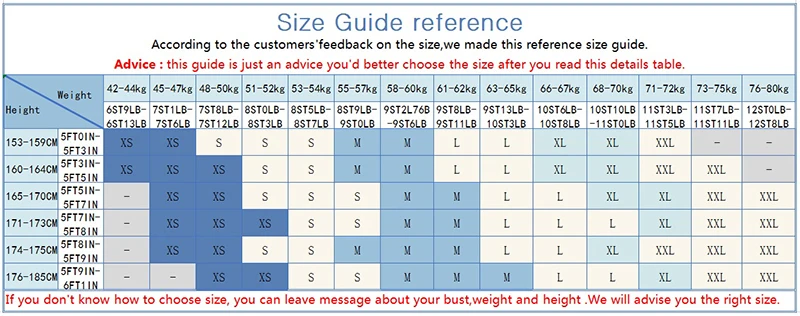 0111尺码身高对照表