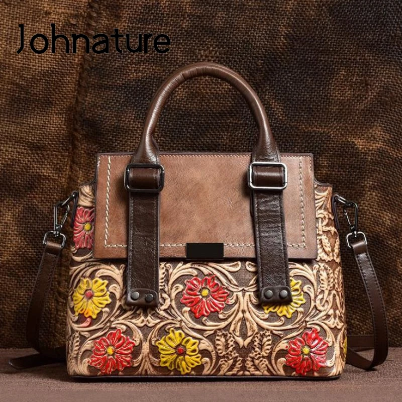 Женская сумка-тоут из коровьей кожи Johnature повседневная сумка-мессенджер с ручной