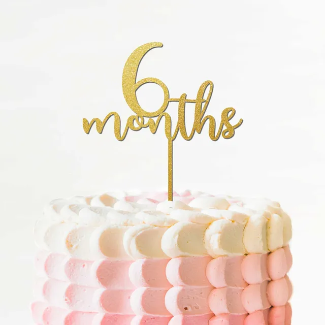 Half Way To One Cake Topper - Black Glitter 6 Month Birthday Decor For Baby Girl, Half Birthday Party