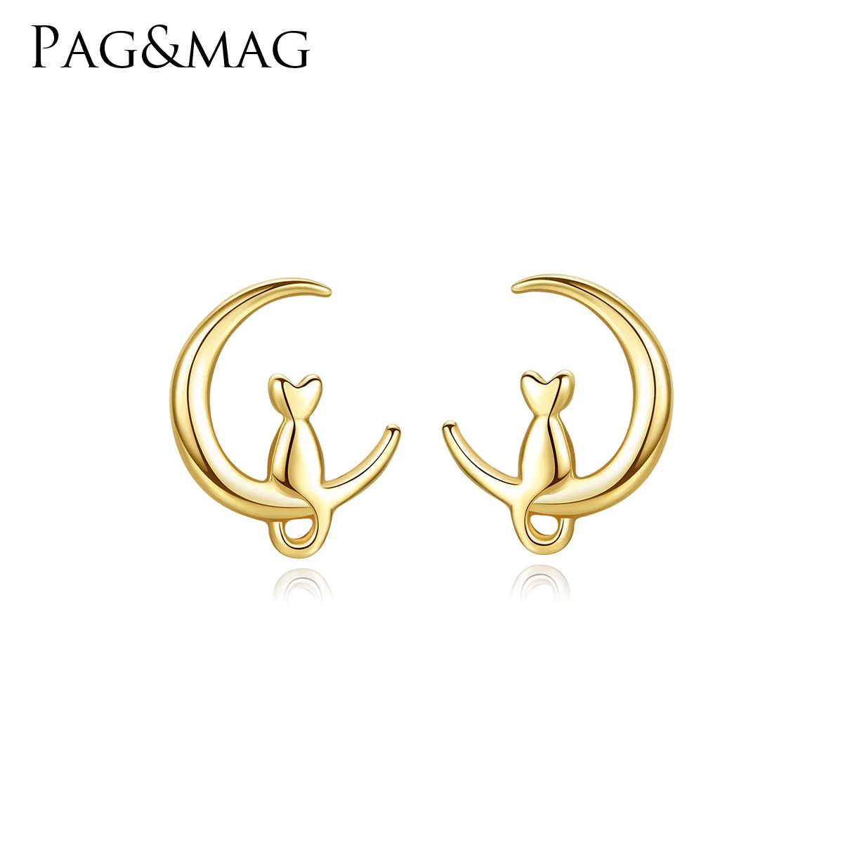 

PAG&MAG new products sell 14K yellow gold earrings female luxury Japanese and Korean creative personality cat earrings