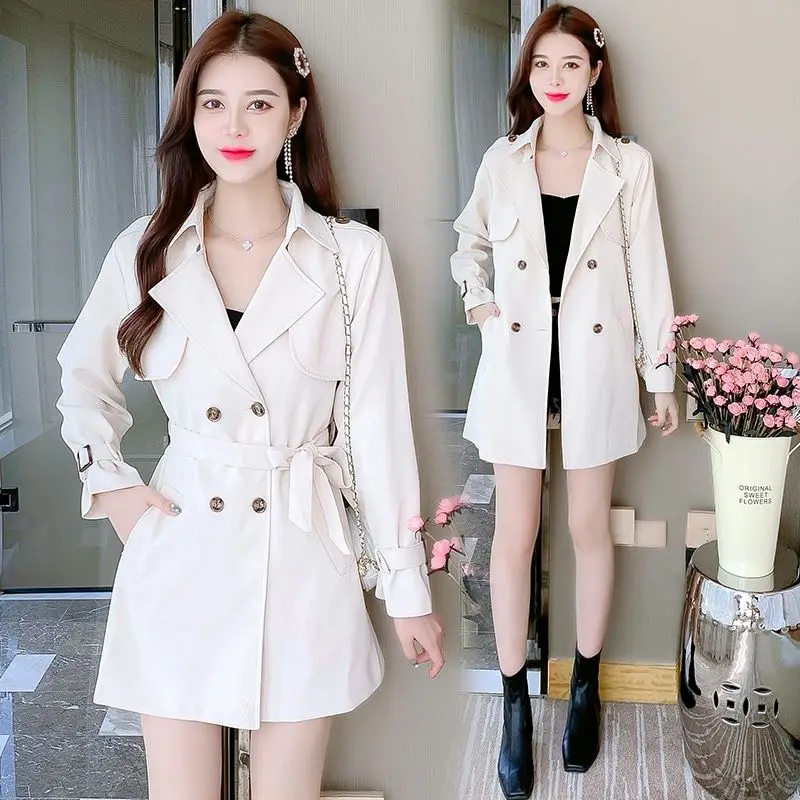 

2024 New Spring Autumn Windbreaker Women's Clothing Outerwear Double breasted Short Trench Coats With Belt D928