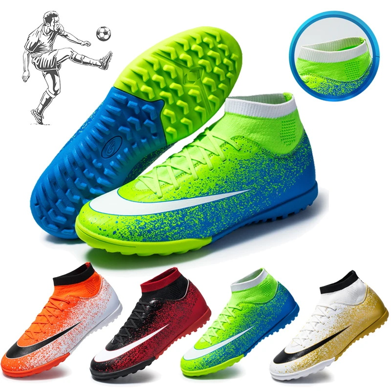 Zapatos de fútbol originales de calidad para hombre y mujer, zapatillas fútbol antideslizantes de entrenamiento de Futsal para niños, TF/FG, de fútbol de fondo súper ligero|Calzado de -