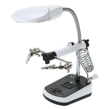 

3.5x 10x Led Light Loupe Magnifier Helping Third Hand Alligator Clip Stand Welding Soldering Illuminated Glasses Magnifying Us P