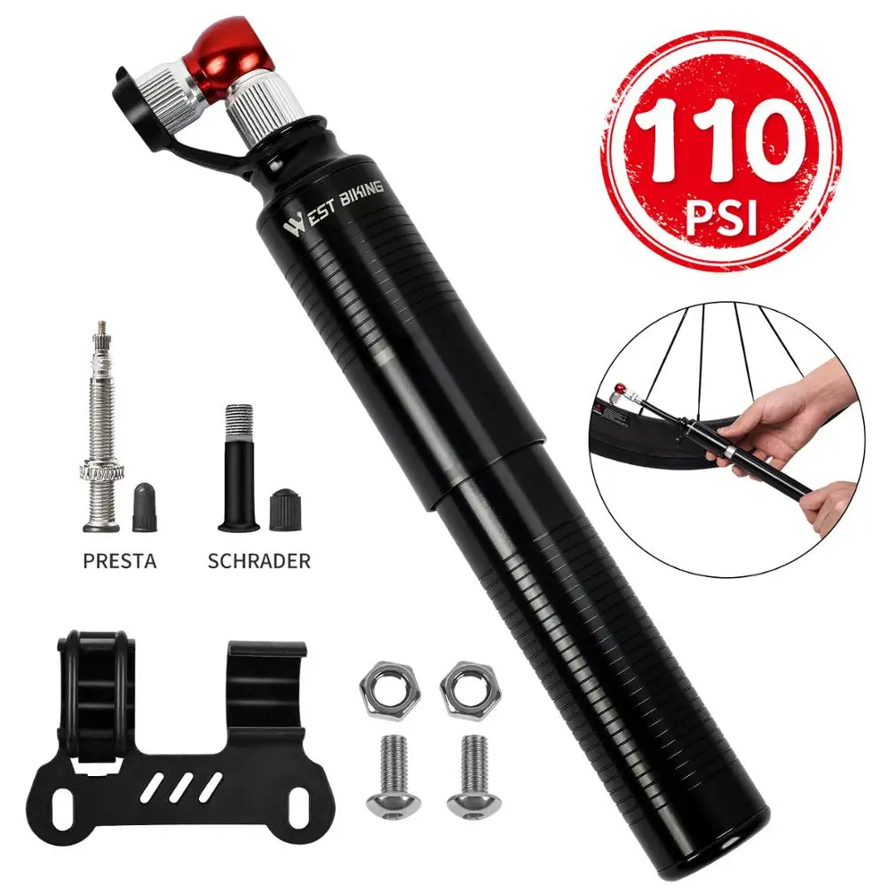 WEST BIKING Bicycle Pump Mini Portable Aluminum Alloy Bike Air Pump Tire Lever Patch Repair Tools Set Cycling Inflator Hand Pump WEST BIKING Bicycle Pump Mini Portable Aluminum Alloy Bike Air Pump Tire Lever Patch Repair Tools Set Cycling Inflator Hand Pump