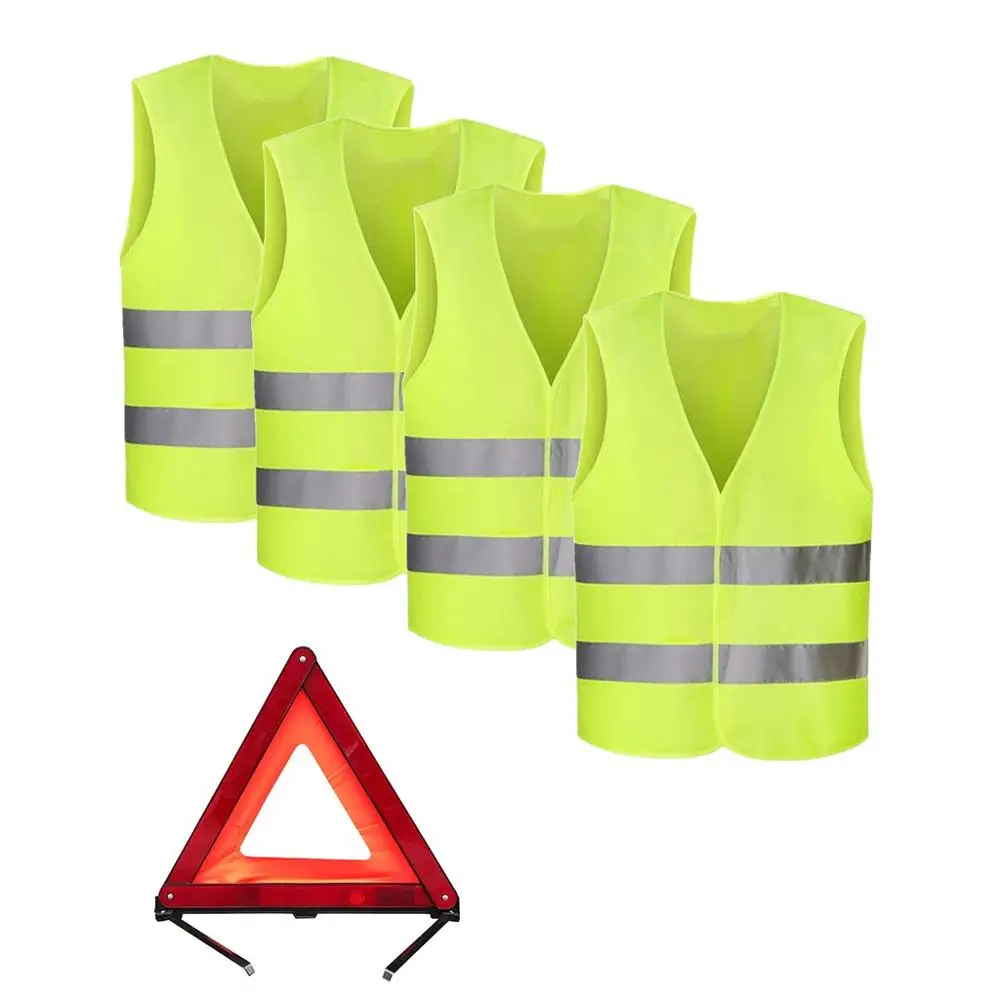 Reflective vests 4 шт. защитный жилет+ предупреждающий знак прокол водонепроницаемый жилет желтый безопасный светоотражающий жилет предупреждение о безопасности в ночное время 20O29 - Цвет: Reflective vests