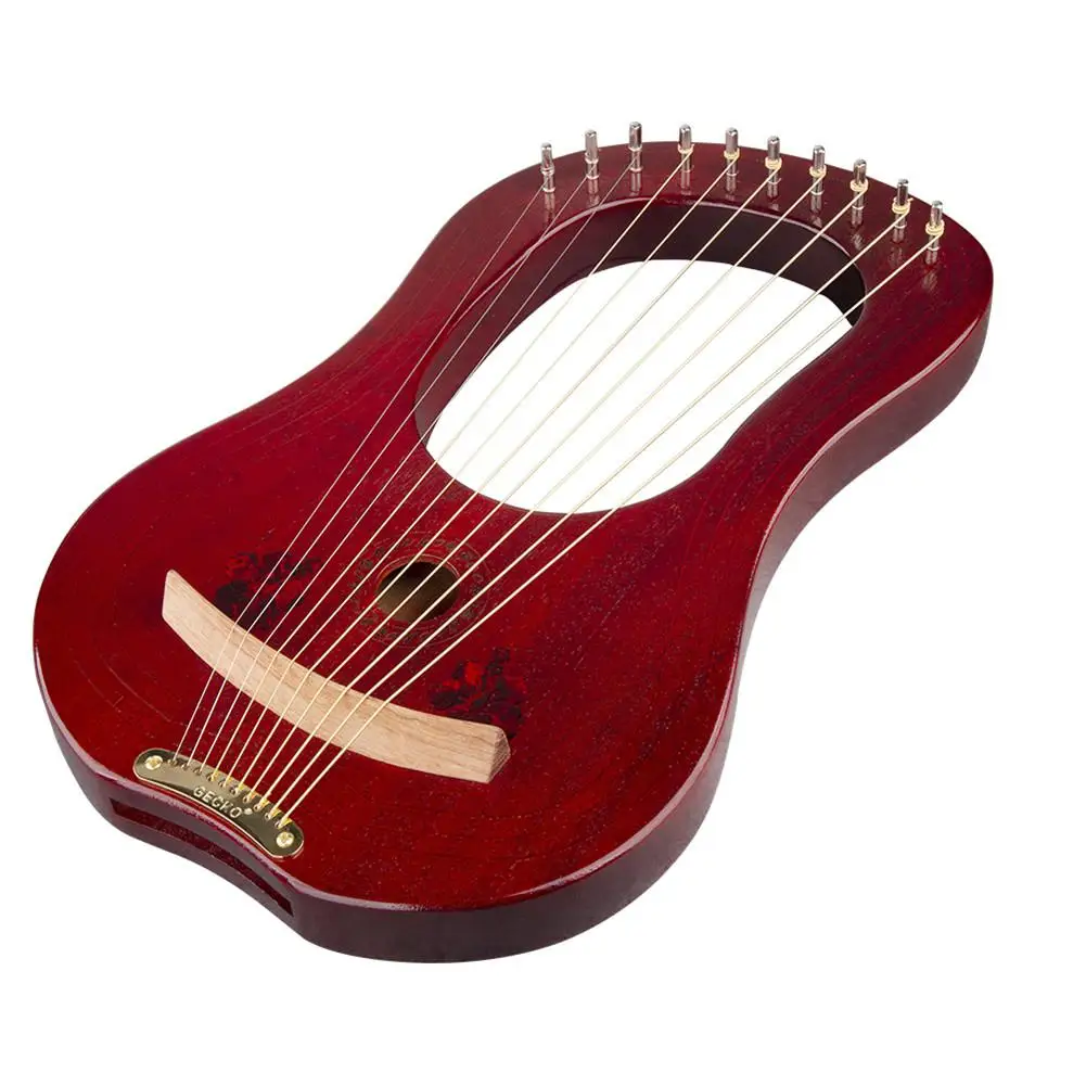 10 String Lyre C Tone панель из красного дерева струнный инструмент с хлопковой
