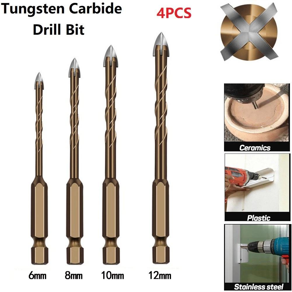 High Cemented Carbide Drill Bit Pack of 10 Hexagonal Twist Cross 8mm Drill Bit 
