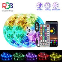 Colorrgb, tira clara do diodo emissor de luz, cor sincronizada da música que muda rgb5050, controle remoto do aplicativo do telefone, corda clara conduzida 6m 12m 15m