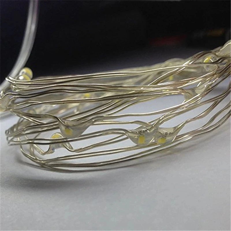 Enchanting Silver LED Copper Wire String Lights - Battery Powered Decorative Fairy Lights