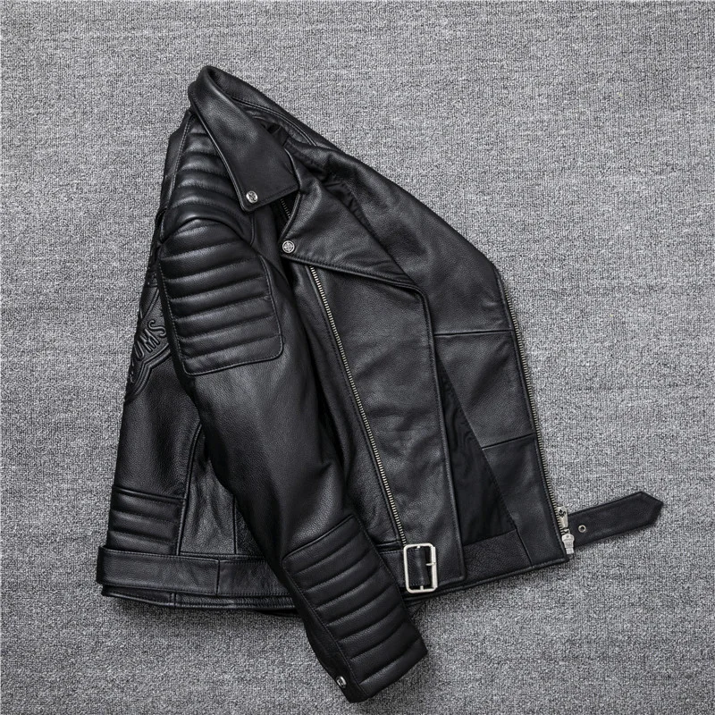 sheepskin leather coat 2022 New Genuine Leather Jacket Men's Really Natural Cowhide Motorcycle Style Jackets Moto Slim Coat Plus Size 5XL men's genuine leather blazers