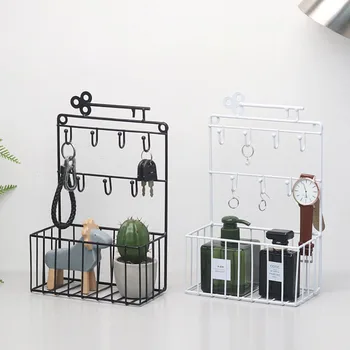 

Multifunctional Wall Wall-Mounted Metal Storage Rack Home Creative Door Back Desktop Decoration Wrought Iron Key Finishing Rack