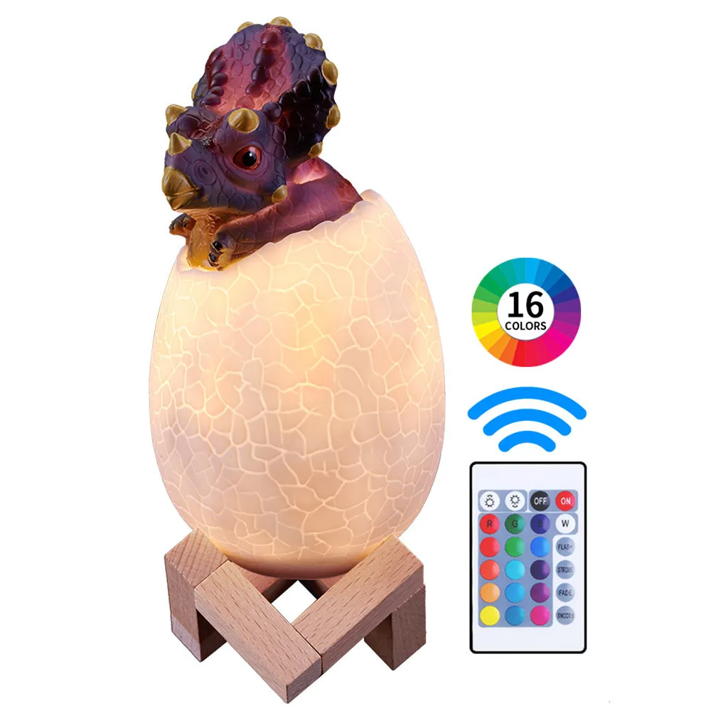 3D Dinosaur Light Night Light Rechargeable 3 Color Control Light 16 Color Change Light Remote Control Bedside Lamp Table Lamp