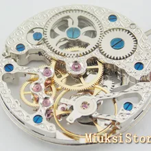 17 Jewels Серебряный полный скелет Рука обмотки Азиатский механизм аксессуары для часов