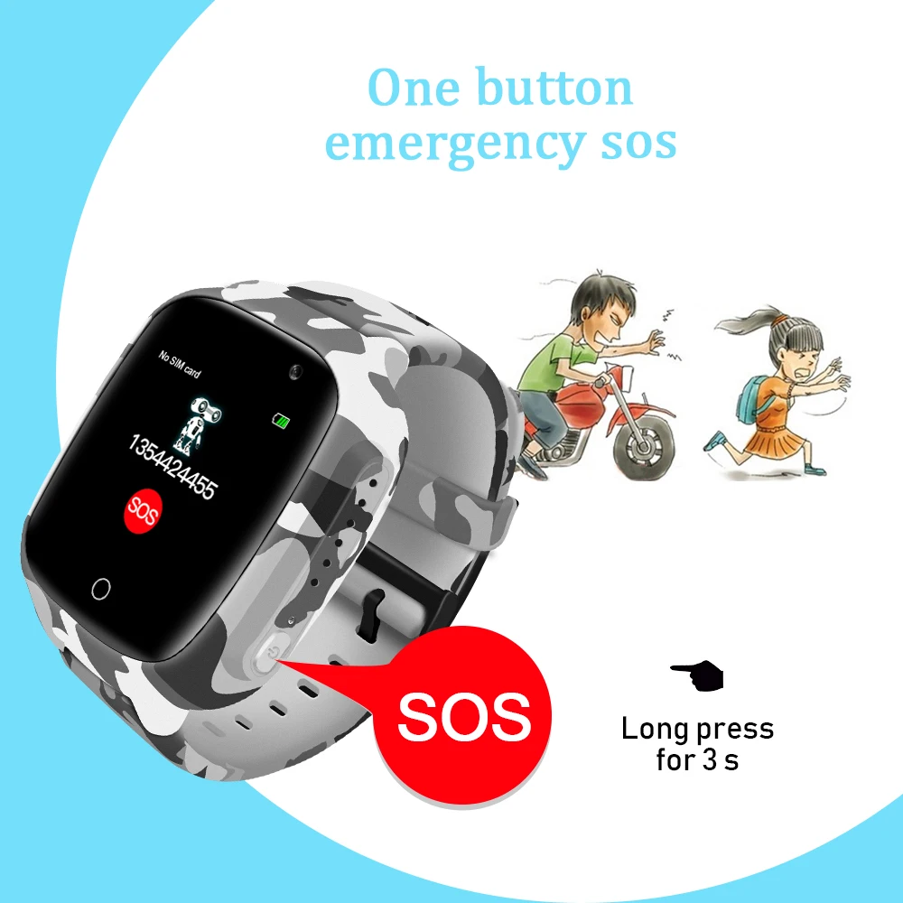 LEMFO Kids Smart Watch Camouflage 2g SIM Card Call GPS Location Voice Chat Pedometer SOS Care For Baby Smart Watch Child