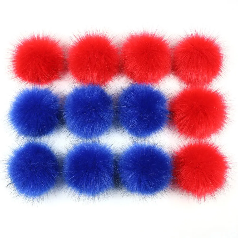 12PCs 8cm False Hairball Hat Ball Fur Pompom Fake Fox Hat Ball Pom Pom With rubber band DIY Handmade Clothing Hat Accessories 