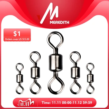 MEGA SALE ❤️ MEREDITH 50PCS/Lot Fishing Swivel Sizes Solid Connector Ball Bearing Snap Fishing Swivels Rolling Stainless Steel Beads - discount item 40% OFF Sports & Entertainment