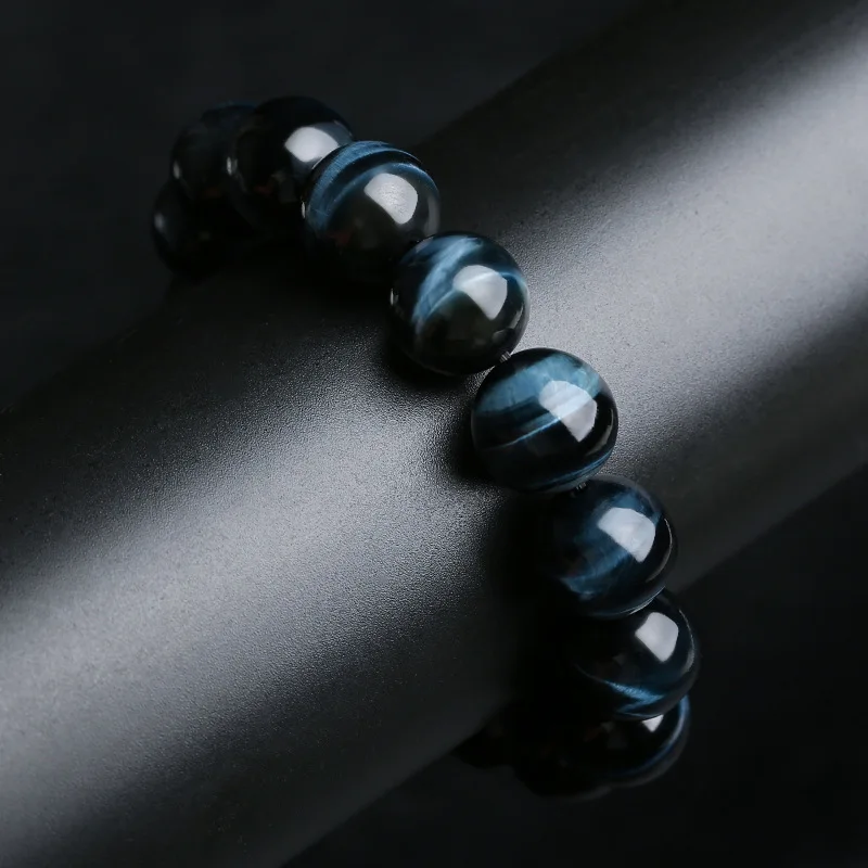 5A+ Lightning Blue Tiger Eye Bracelets Men Highest Quality Natural Stone Round Beads Elasticity Rope Bracelets for Women Jewelry - Image 3