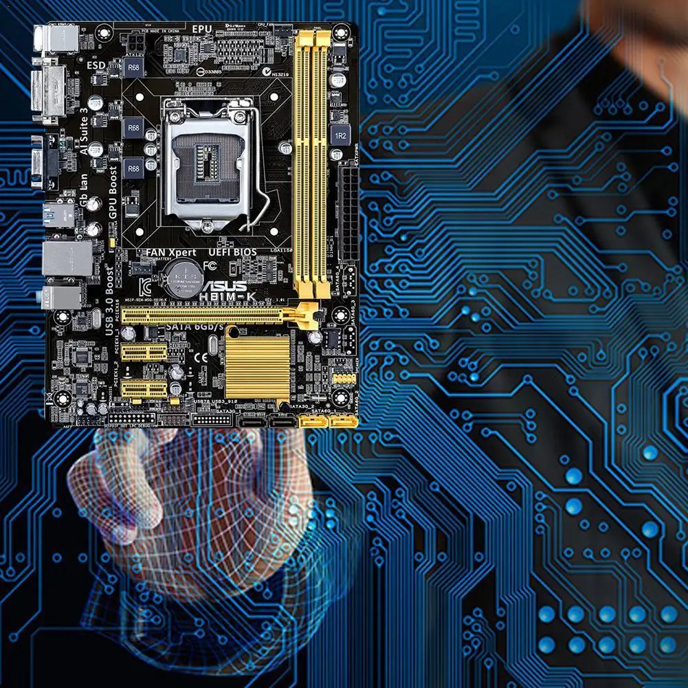 

Computer Motherboard For ASUS H81M-K DDR3 LGA 1150 x16 H81 I7 I5 For I3 USB3.0 Desktop USB2.0 16GB Motherborad CPU PCIe B9I1