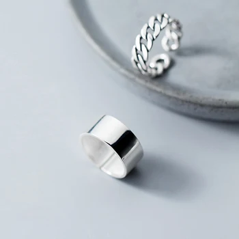 

Modian 2 Different Style Sterling Silver 925 Ring for Women Gift Geomentric Thick Circle Chain Open Adjustable Ring Fine Jewelry