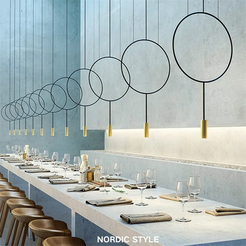 

Nordic Creative Metal Circular Pendant Light Postmodern Restaurant Hanging Lamp Study Bedroom Bar Restaurant Decor Light Fixture