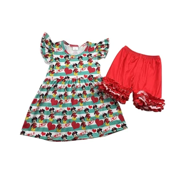 

Boutique hot sale cute mouse red print children clothes set