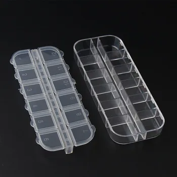 

10pcs/lot Manicure Dried Flower Jewelry Box Lift the Lid 12 Grid Long Strip Diamond Box Nail Rhinestone Packing Empty Box mRTR