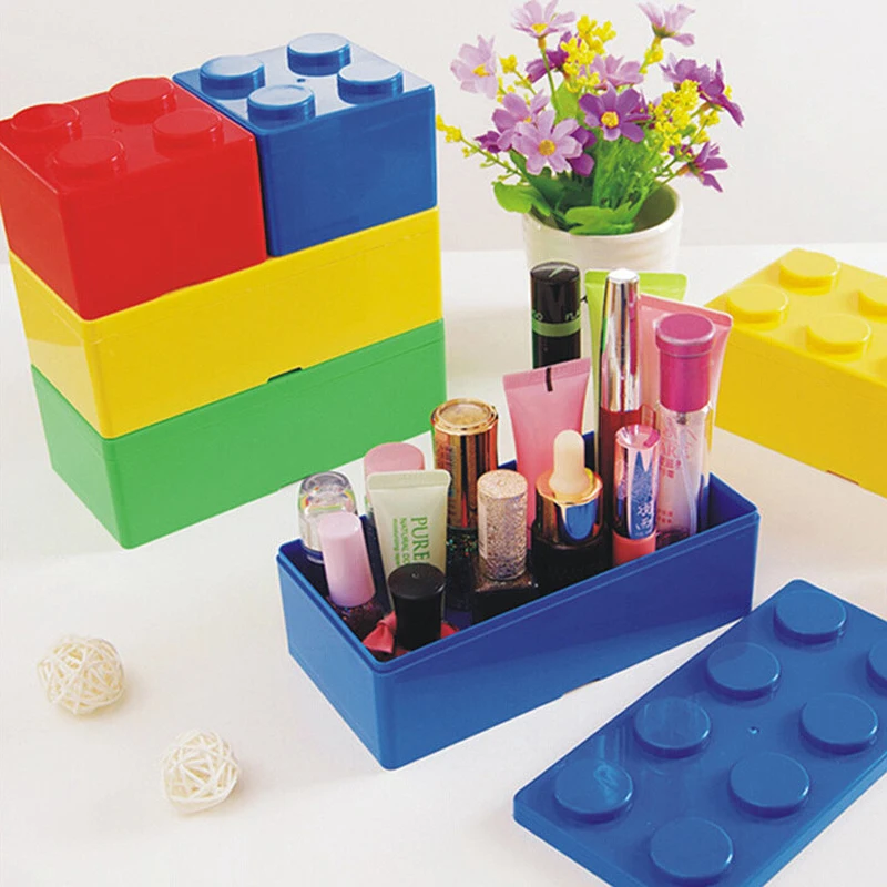 

Storage Box Building Block Shapes Creative Plastic Saving Space Box Superimposed Desktop Handy Office House Keeping