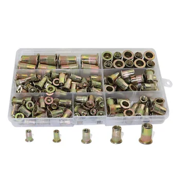 

Galvanized Carbon Steel Rivnut Flat Head Threaded Rivet Nut Insert Nutsert Cap Rivet Assortment Kit(145Pcs)