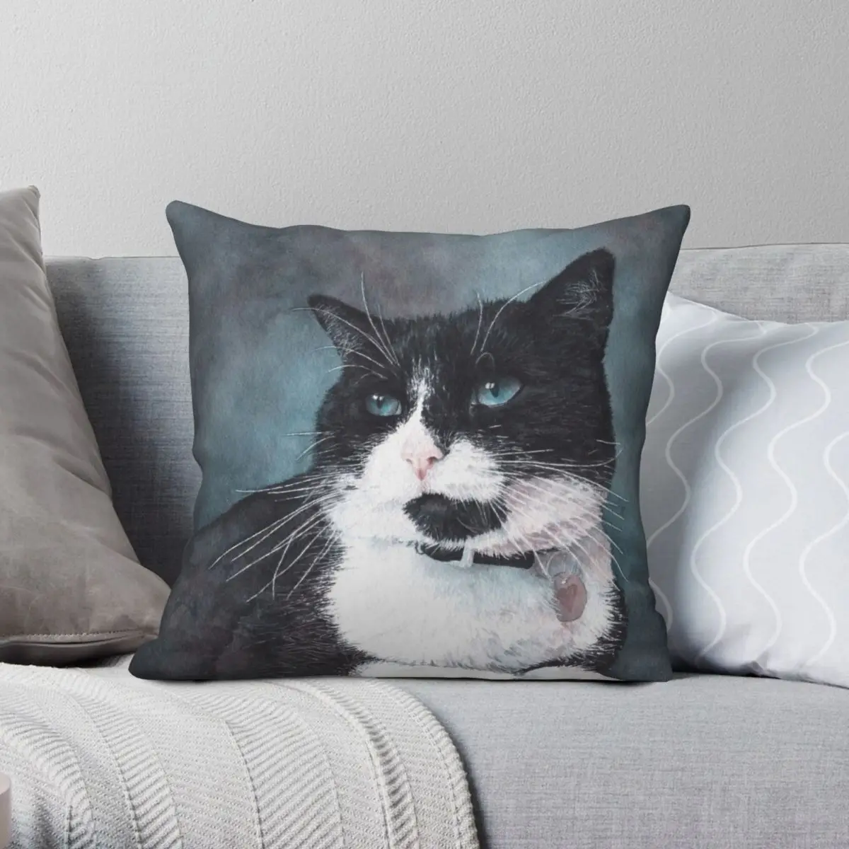 

Daisy The Black And White Cat Square Pillowcase Polyester Linen Velvet Printed Zip Decor Home Cushion Cover