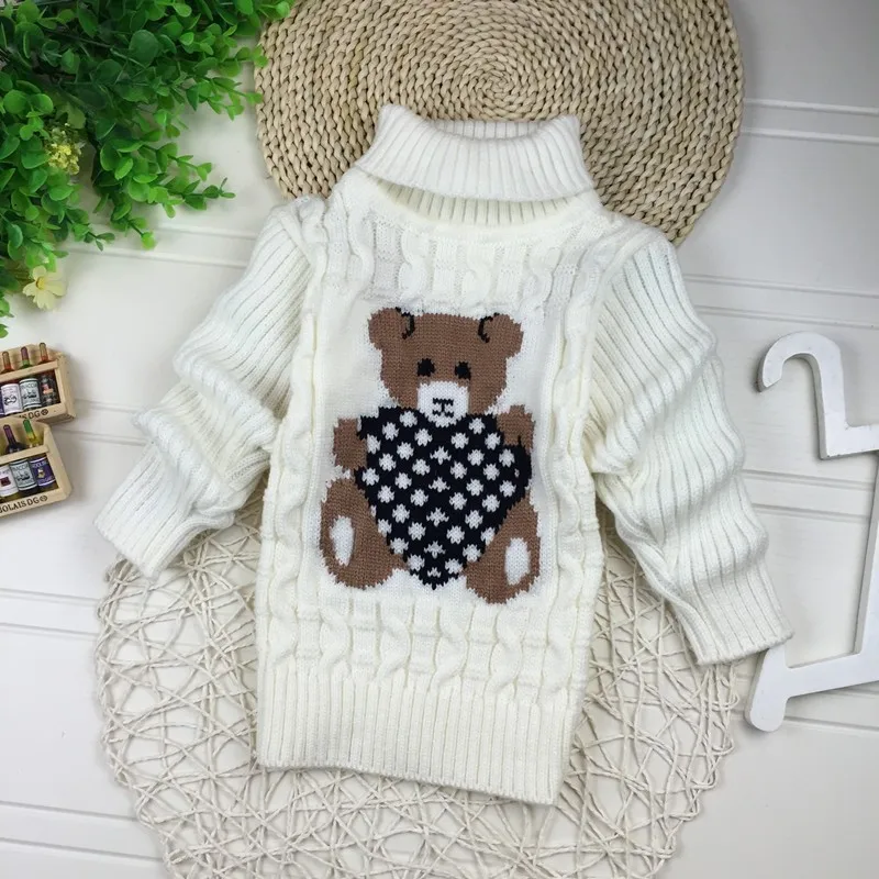 Cartoon Baby Girls Sweater jumper Autumn Winter Kids Knitted Pullovers Turtleneck Warm Outerwear Boys Sweater