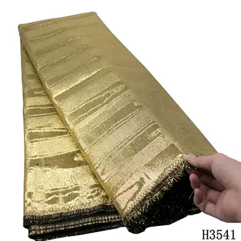 

Gold Brocade Jacquard fabric African lace fabric 2020 High Quality Embroidery Brocade lace fabric for Women Party Dress HJ3541
