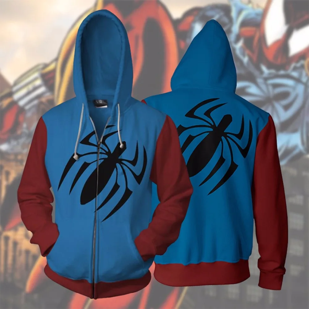  New DC Comics Flashman Cosplay Hoodies Men 3D Avengers Superhero Spiderman Ironman Venom Zipper Hoo