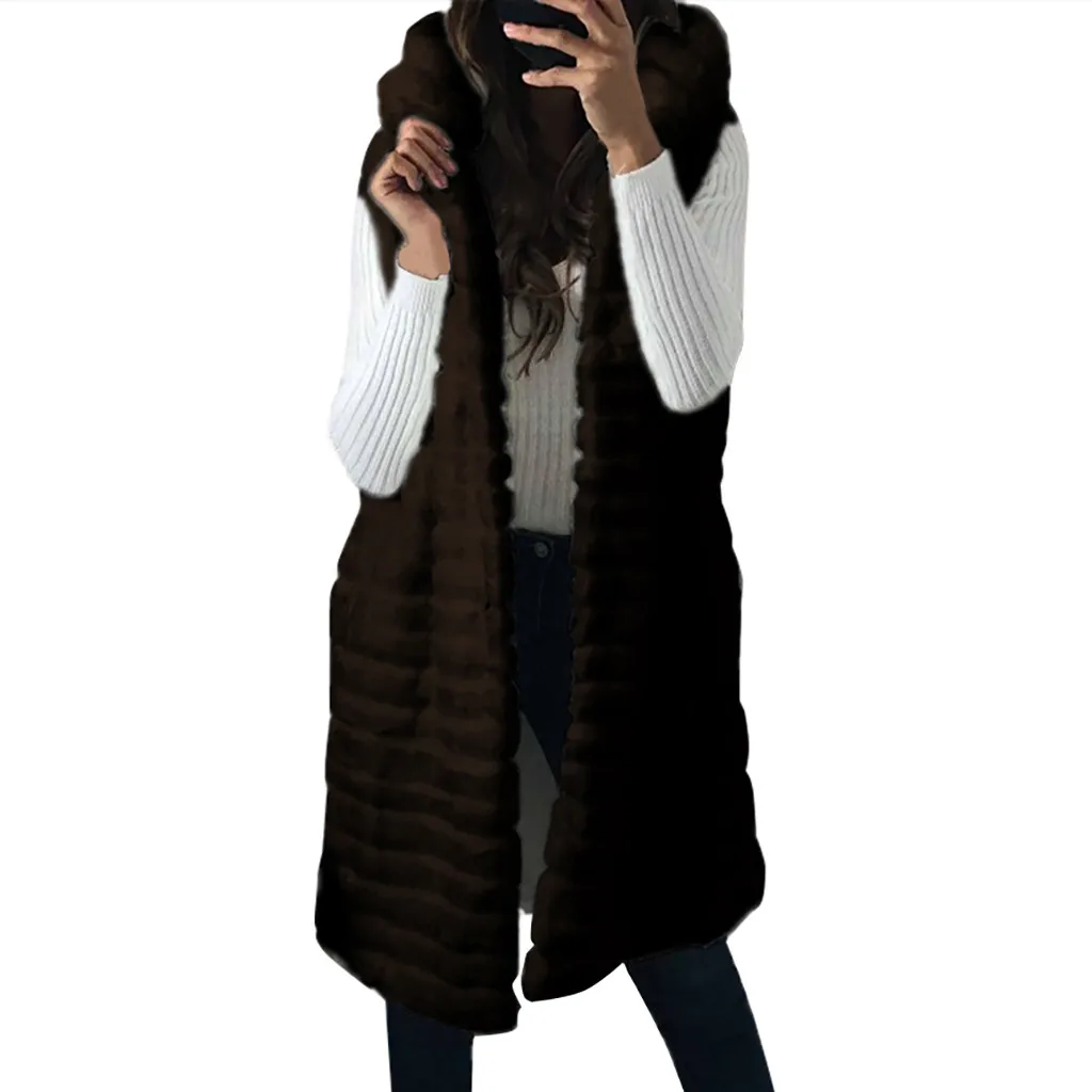 KANCOOLD пальто минималистичный стиль теплая искусственная зимняя куртка с отделкой из меха с капюшоном верхняя одежда без рукавов однотонные пальто и куртки для женщин 2019Sep20