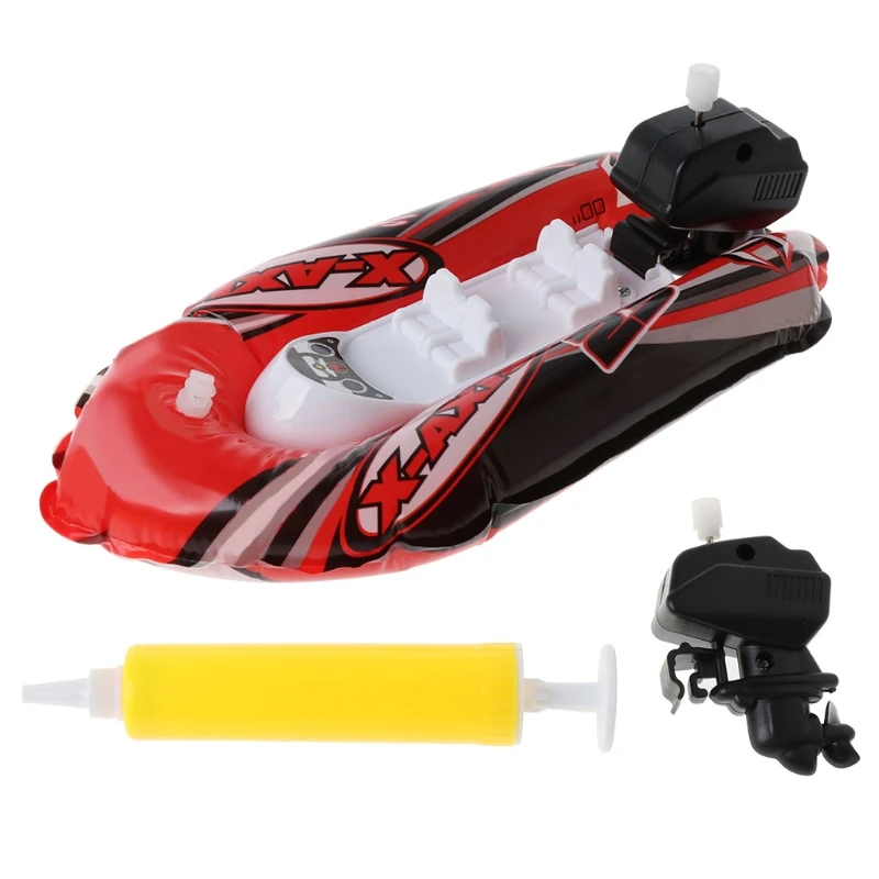 

Baby Toy Kid Clockwork Wind Up Inflatable Boat Ship Play Water Bathroom Bath Toy